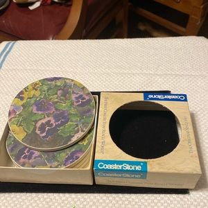 Vintage CoasterStone coasters set of four in box Pansies